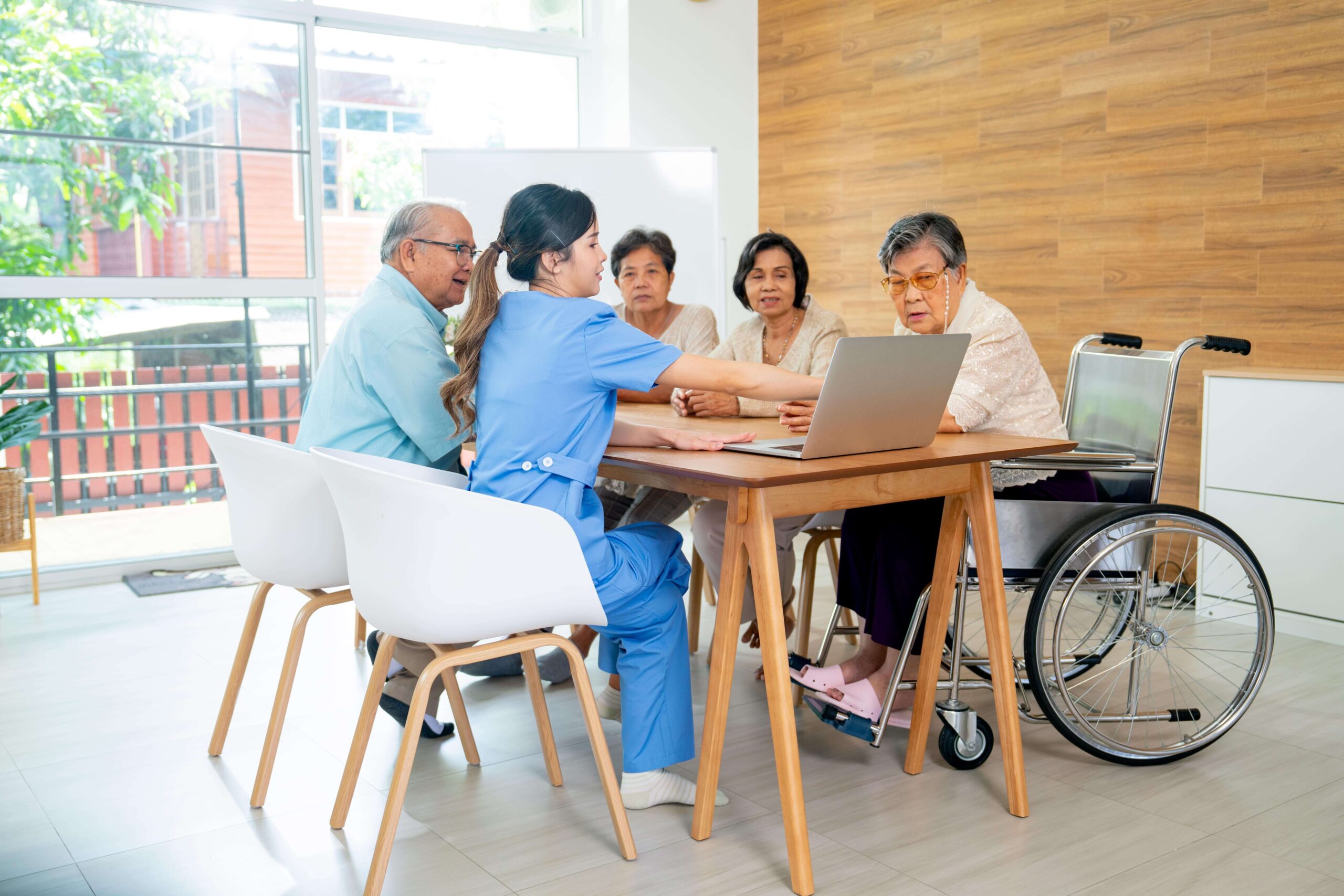 asian senior man with assist life stage transition | Community Nursing Care and community access