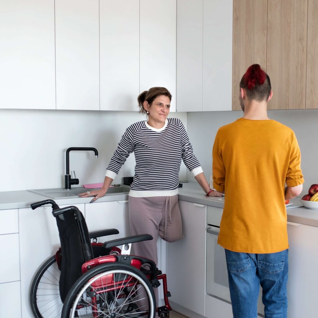 disabled-mature-woman doing Household Tasks